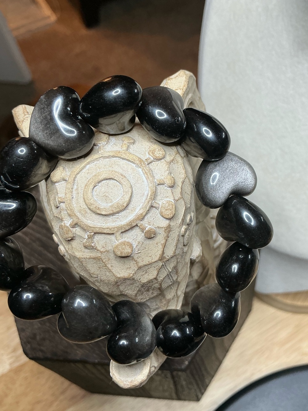 Silver Sheen Obsidian Hearts